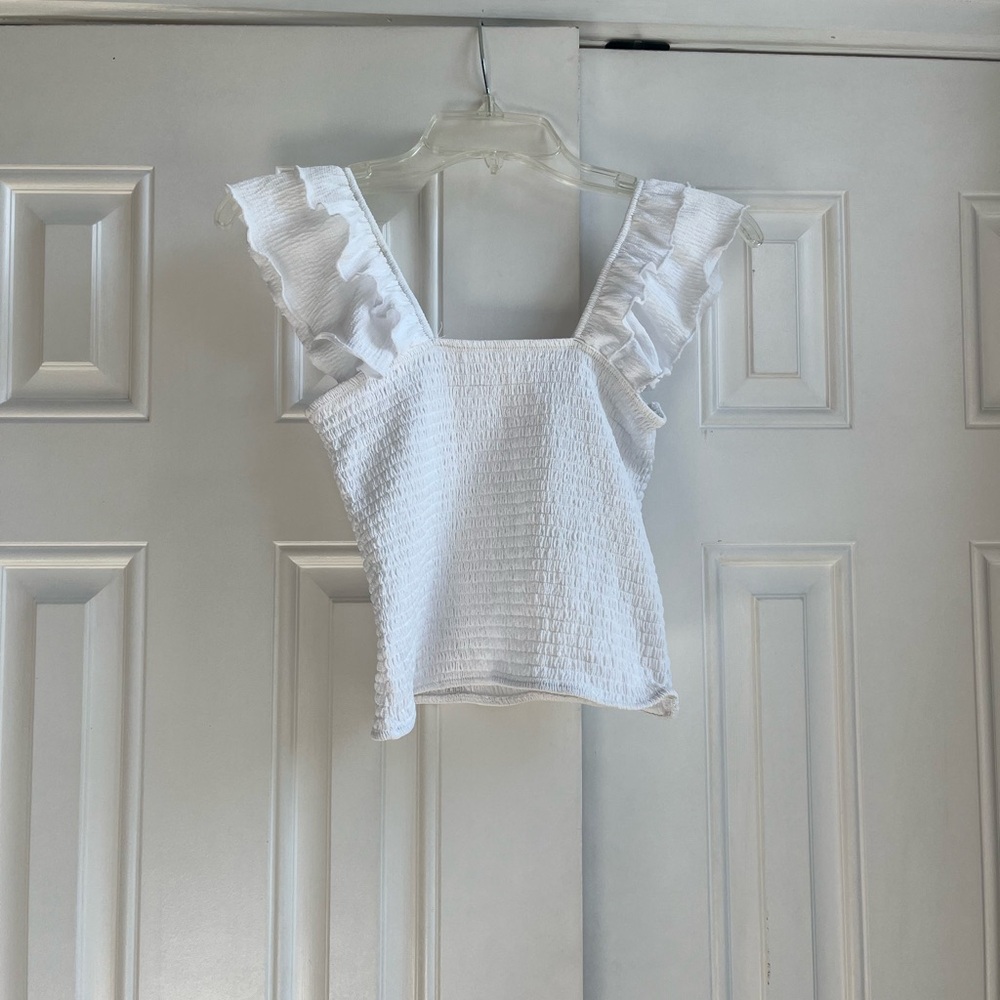 White Ruffled Women's Top - Picture 2 of 2